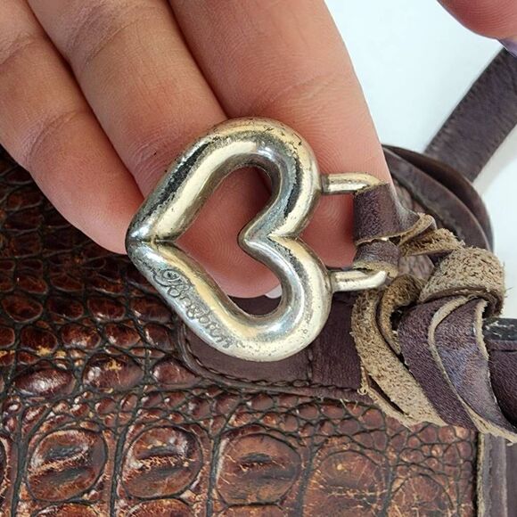 BRIGHTON Brown Crocco Embossed Strap Over Shoulder Bag - Picture 9 of 15